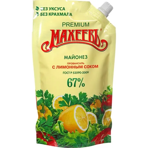 Майонез Махеев Премиум прованс с лим соком 400мл д/пак