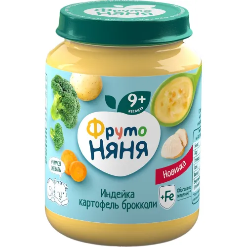 Пюре 190г ст/б картофель,овощи,индейка АО Прогресс Россия