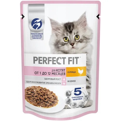 Корм для котят от 1 до 12мес. 75г пауч курица в соусе Марс Россия PERFECT FIT