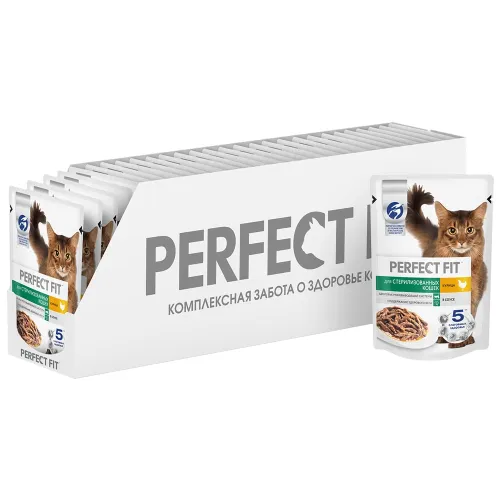 Корм для стерилиз. котов и кошек 75г пауч курица в соусе Марс Россия PERFECT FIT