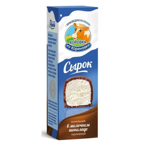 Сырок глазированный Коровка из Кореновки на палочке ванильный в молочном шоколаде 23%