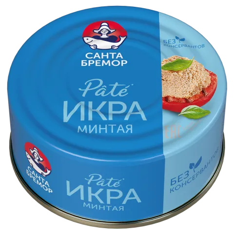 Икра деликатесная минтая Рате Санта-Бремор пастер 90г ж/б