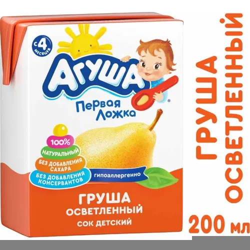 Сок Агуша 200мл тетра-пак грушевый Россия