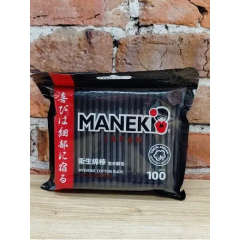 Палочки ватные Манеки B&W черн. гигиен. в zip-пакете 100шт