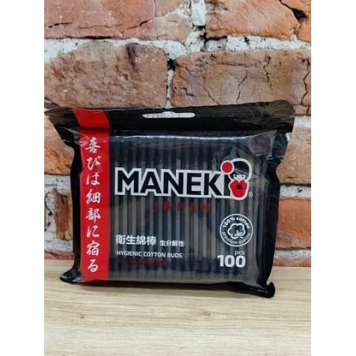 Maneki Black&White Ватные палочки гигиенические черные 100 шт в zip-пакете