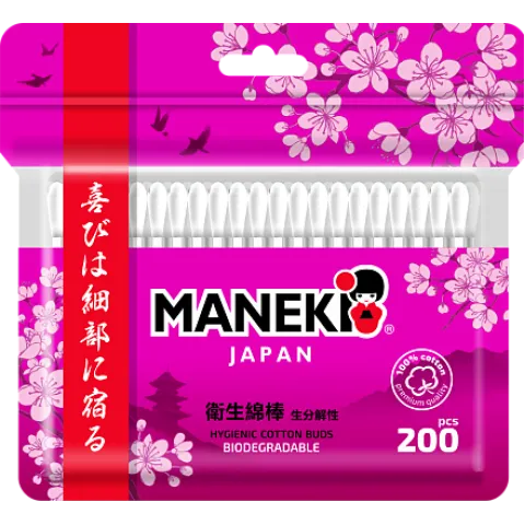 Палочки ватные Манеки Сакура 200шт
