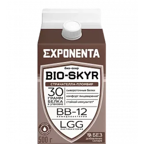 Напиток обезж. EXPONENTA БИО-СКИР 3 в 1 СТРАЧАТЕЛЛА-ПЛОМБИР 500г*6