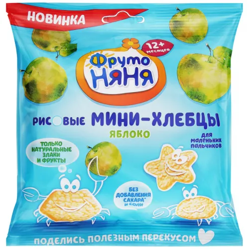 Мини-хлебцы рисовые ФрутоНяня яблоко с пребиотиком 30г