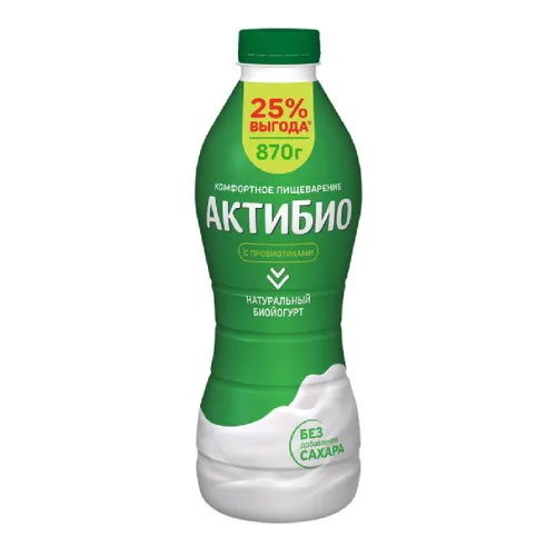 Йогурт питьевой АктиБио натуральный 1,8% 870г