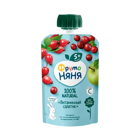 Пюре Фрутоняня из яблок шиповника и клюквы с сахаром 90 г